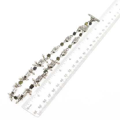 LISA JENKS Sterling Silver Vintage Real Pearl Chain Necklace 16"