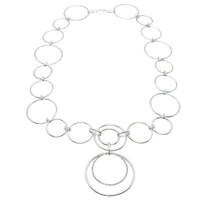 HN HENG NGAI Sterling Silver Real 1/3 CT. T.W. Diamond Circle Chain Necklace 16"
