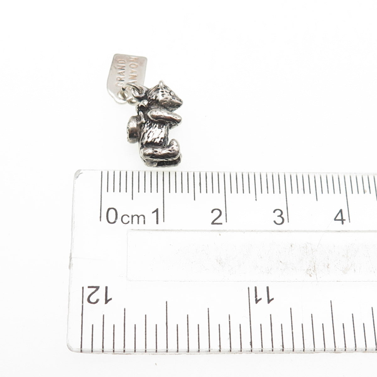 Old Pawn 925 Sterling Silver Vintage Turquoise Bear Grand Canyon Mini 3D Pendant