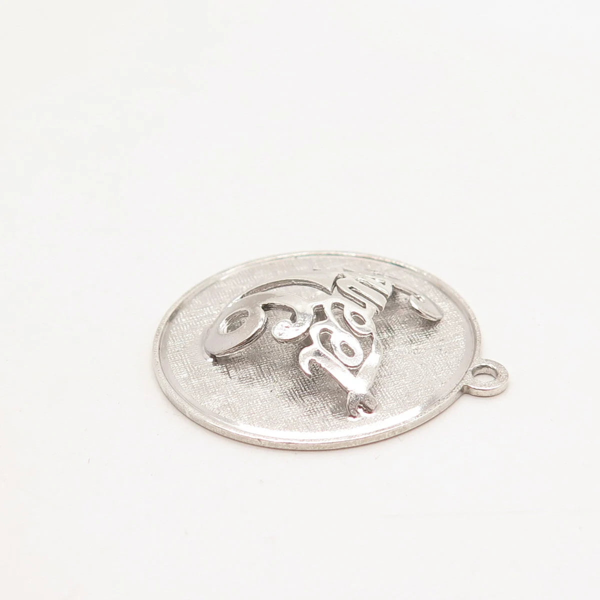 925 Sterling Silver Vintage M & M "Sweet 16" Textured Round Pendant