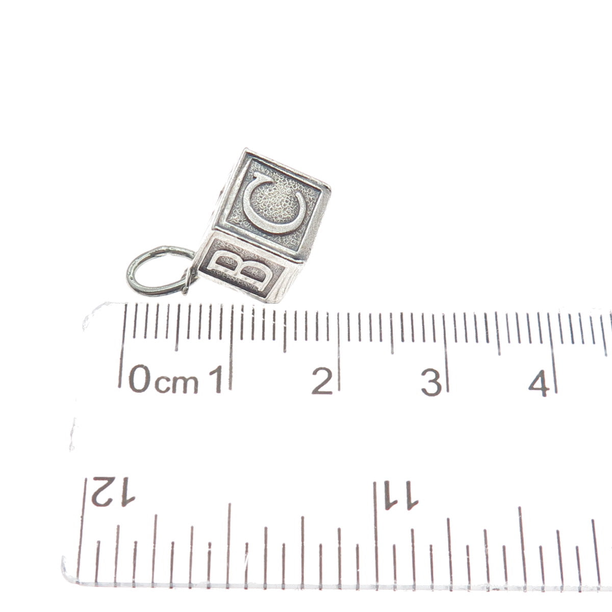 BEAU 925 Sterling Silver Vintage Baby Alphabet Building Block Mini Charm Pendant