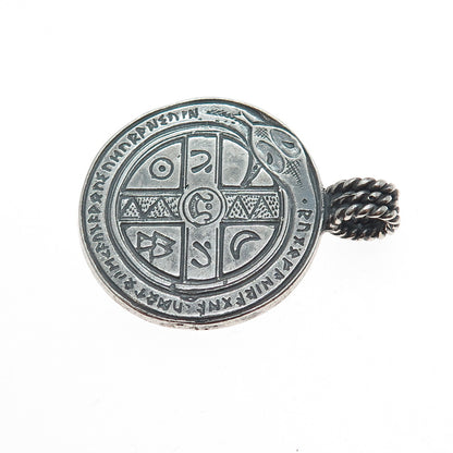 ALEN OLI 925 Sterling Silver Vintage Viking Snake Amulet Oxidized Pendant