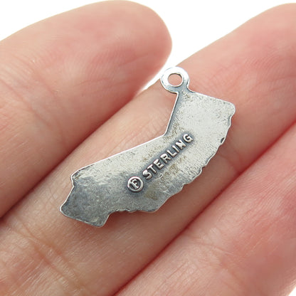 925 Sterling Silver Vintage "California" State Map Pendant