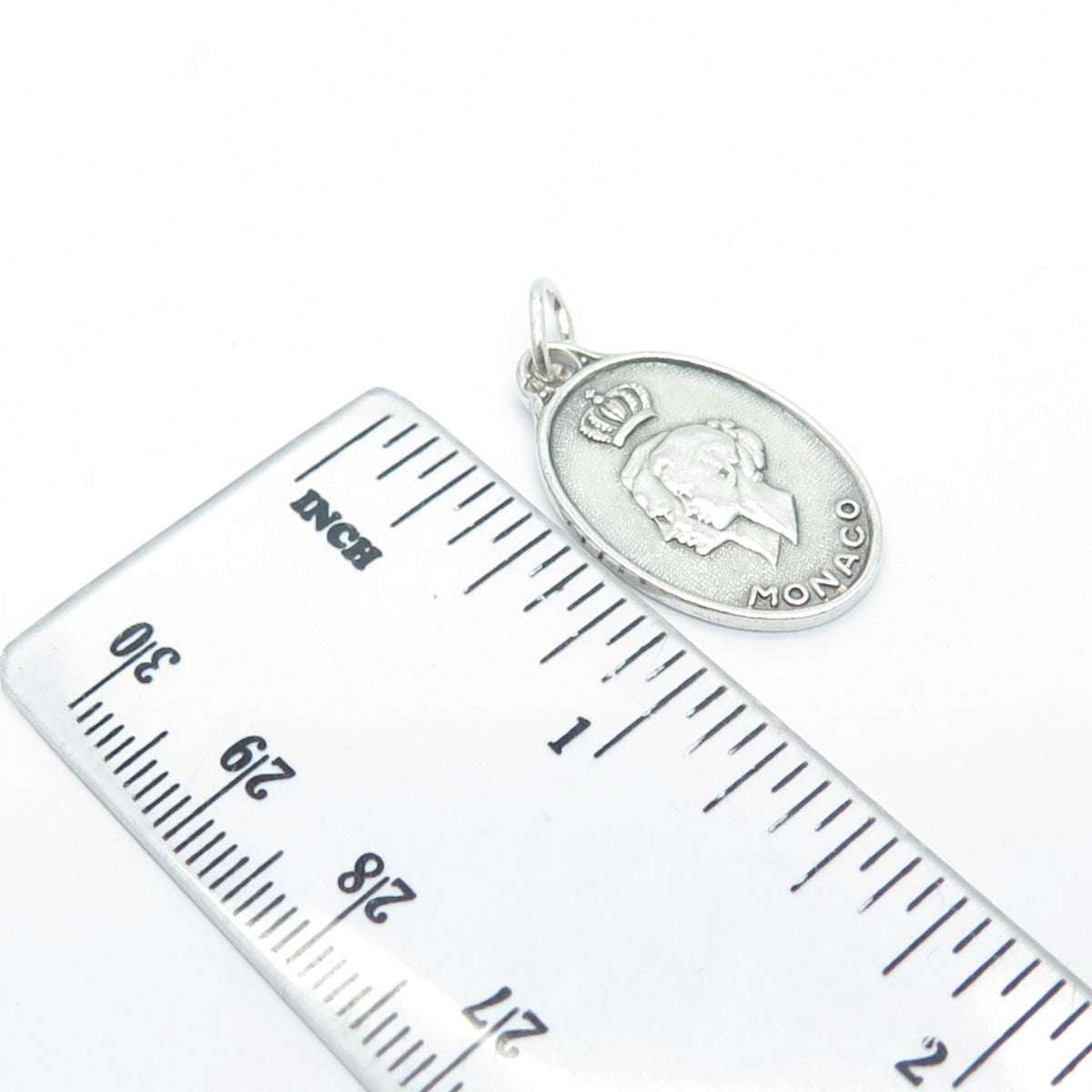 925 Sterling Silver Vintage King & Queen Monaco Medal Oval Pendant