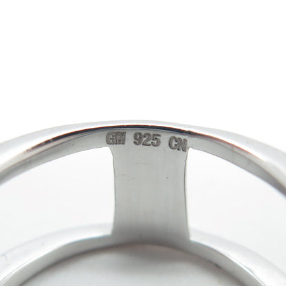 925 Sterling Silver Pave C Z Open Heart Ring Size 6