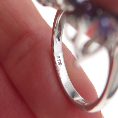 Chuck Clemency 925 Sterling Silver Real Tanzanite Butterfly Ring Size 8.25