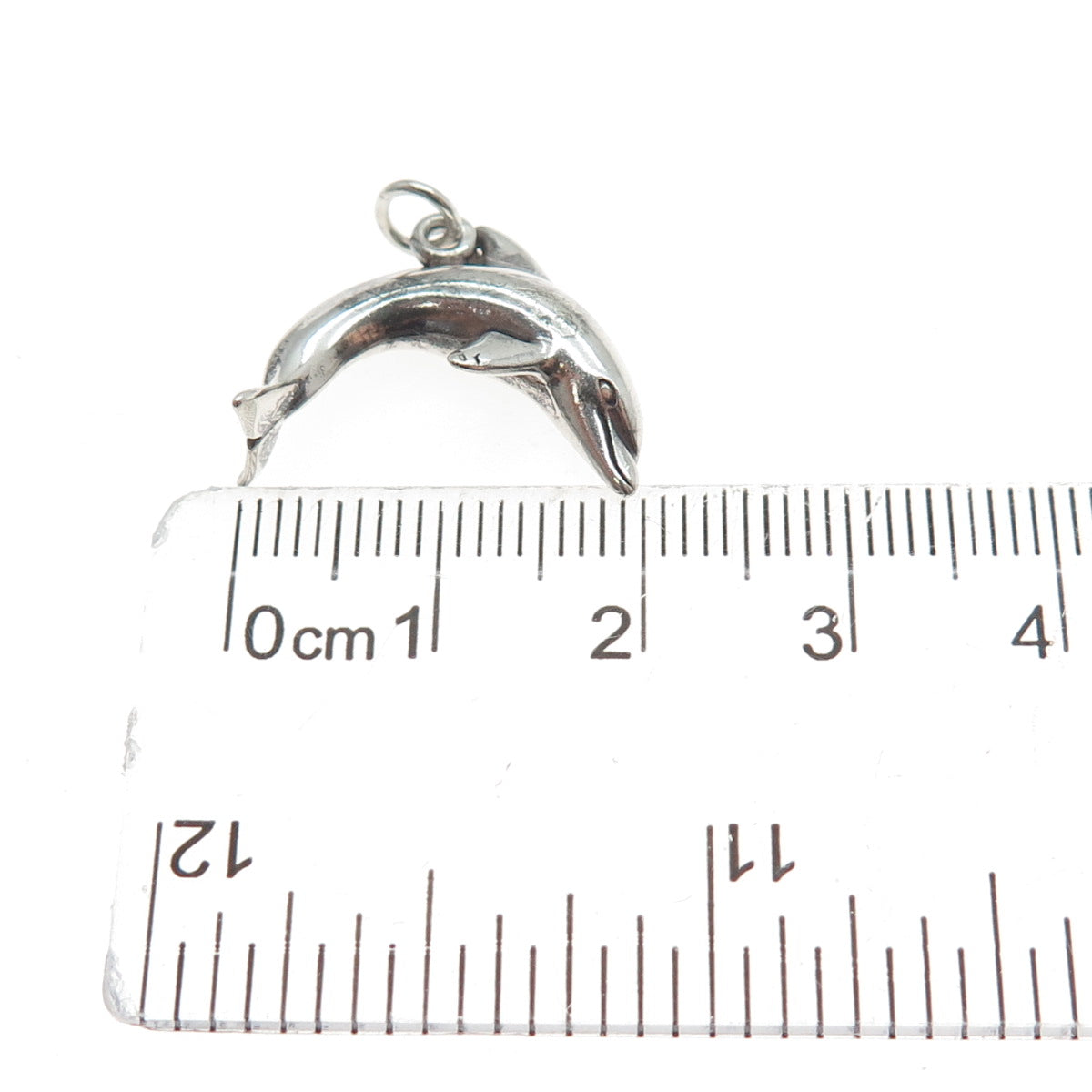 SUNWEST 925 Sterling Silver Vintage Dolphin Oxidized Minimalist Charm Pendant