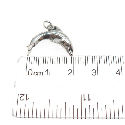 SUNWEST 925 Sterling Silver Vintage Dolphin Oxidized Minimalist Charm Pendant