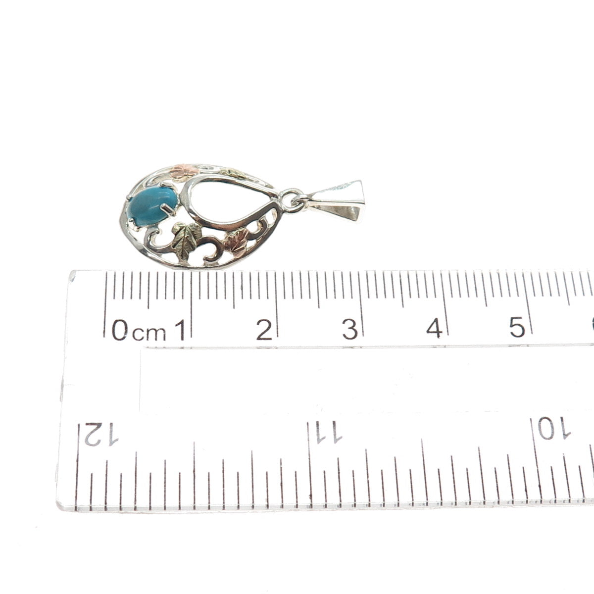 COLEMAN CO 12K Rose & Yellow Gold Sterling Silver Vintage Real Turquoise Pendant