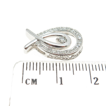 925 Sterling Silver Real Round-Cut Diamond Twist Slide Pendant