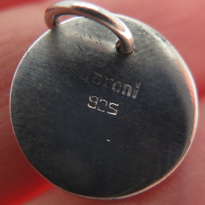 BARONI 925 Sterling Silver Vintage Cure Minimalist Round Charm Pendant