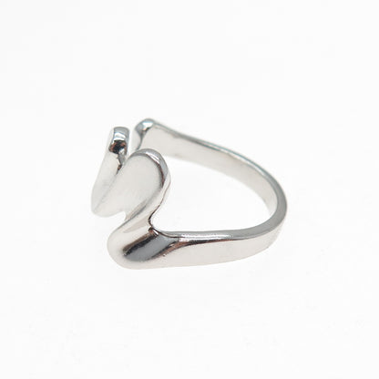 925 Sterling Silver Vintage Modernist Wavy Zig Zag Ring Size 6.25