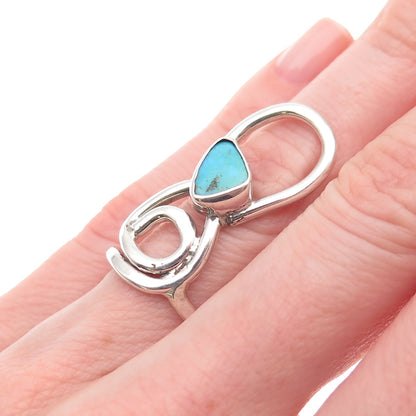 Old Pawn 925 Sterling Silver Vintage Southwestern Turquoise Tribal Ring Size 5