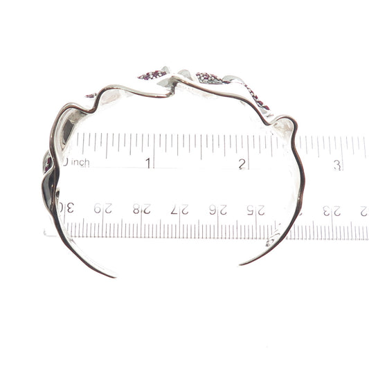 HAGIT GORALI Sterling Silver Vintage Ruby Modernist Adjustable Bracelet 6.75"