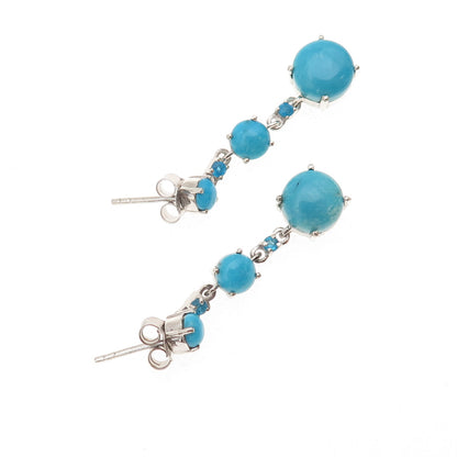 Chuck Clemency 925 Sterling Silver Real Turquoise & Apatite Dangle Earrings