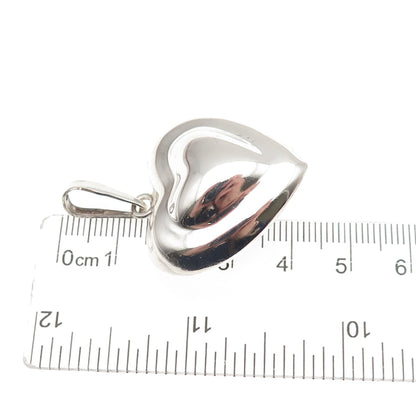 925 Sterling Silver Vintage CII Mexico Modernist Heart Charm Pendant