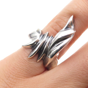925 Sterling Silver Vintage Modernist Oxidized Ring Size 5.5