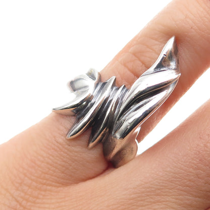 925 Sterling Silver Vintage Modernist Oxidized Ring Size 5.5