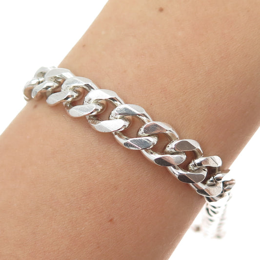 925 Sterling Silver Vintage Spain Cuban Link Bracelet 7.75"