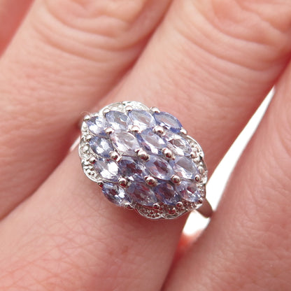 Chuck Clemency 925 Sterling Silver Real Marquise-Cut Tanzanite Ring Size 7