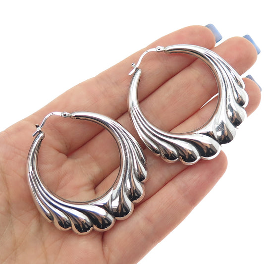 CHARLES WINSTON 925 Sterling Silver Vintage Modernist Hoop Earrings