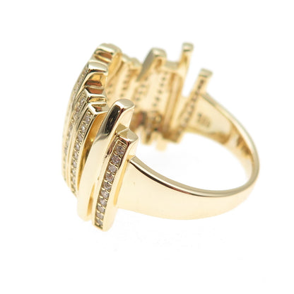 925 Sterling Silver Gold Plated Round-Cut C Z Modernist Ribbed Ring Size 9.25