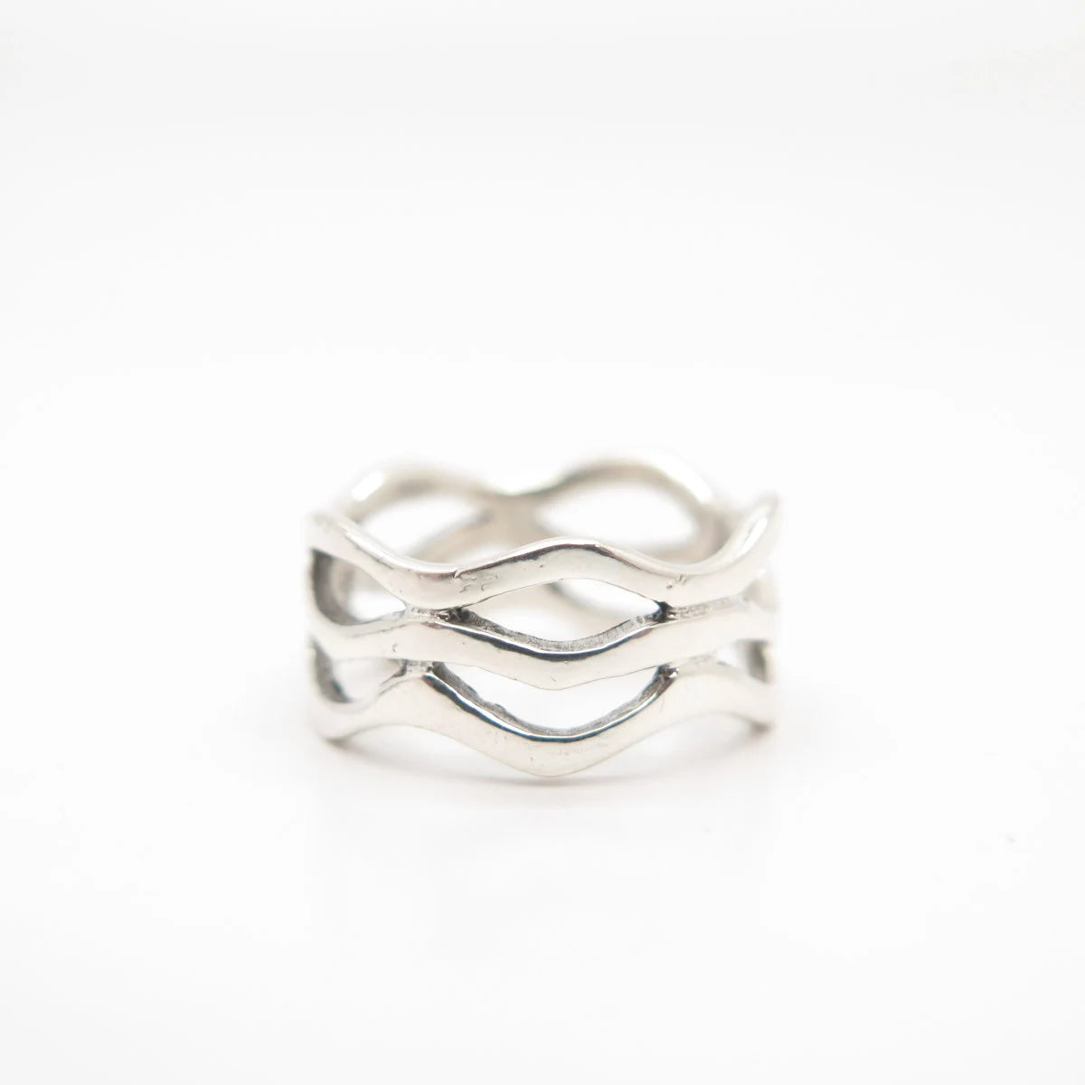 925 Sterling Silver Vintage Wavy Band Ring Size 6 1/4