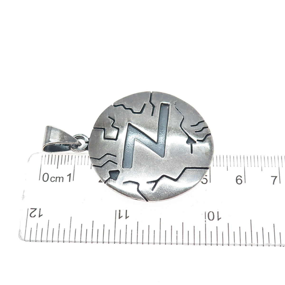 925 Sterling Silver Vintage Mexico Lighting Bolt Letter Z Oxidized Charm Pendant