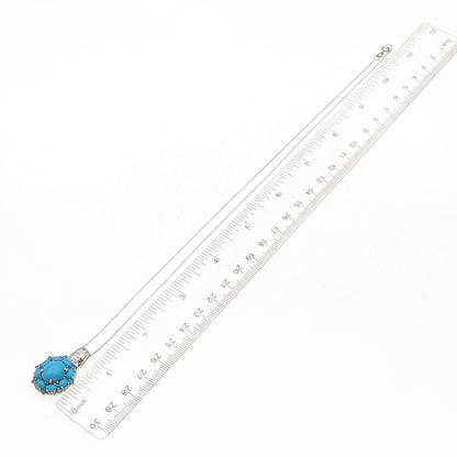 Chuck Clemency 925 Sterling Silver Real Turquoise & Apatite Chain Necklace 20"