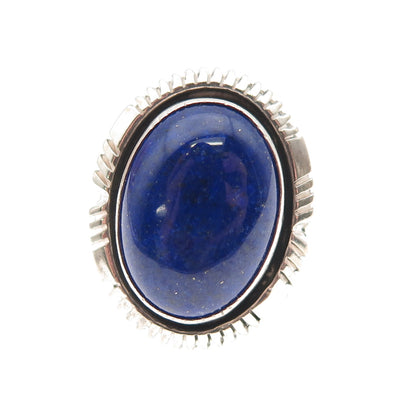 William G. Johnson Navajo Old Pawn Sterling Silver Vintage Lapis Ring Size 7.75