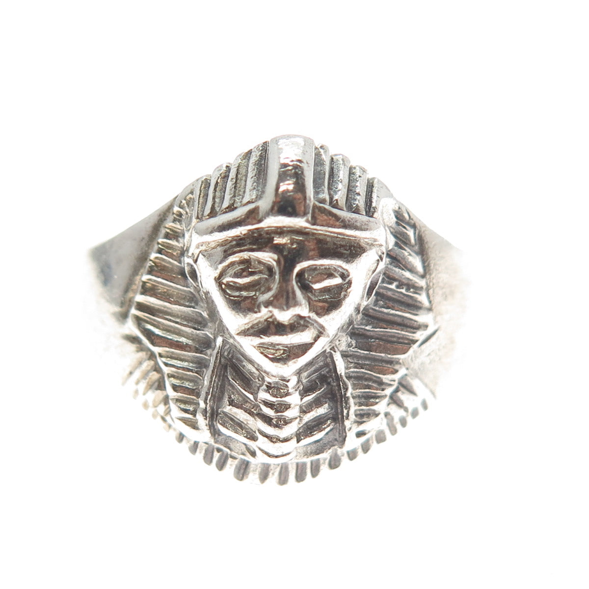 925 Sterling Silver Vintage Egyptian Pharaoh Ring Size 9.5