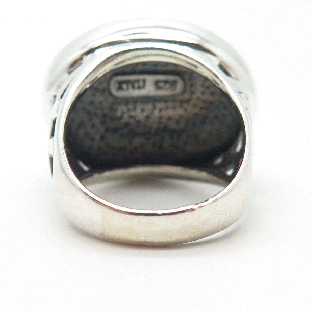925 Sterling Silver Vintage Italy Etched Wide Ring Size 8.25