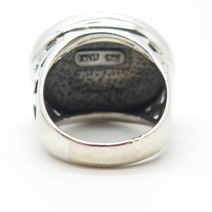 925 Sterling Silver Vintage Italy Etched Wide Ring Size 8.25