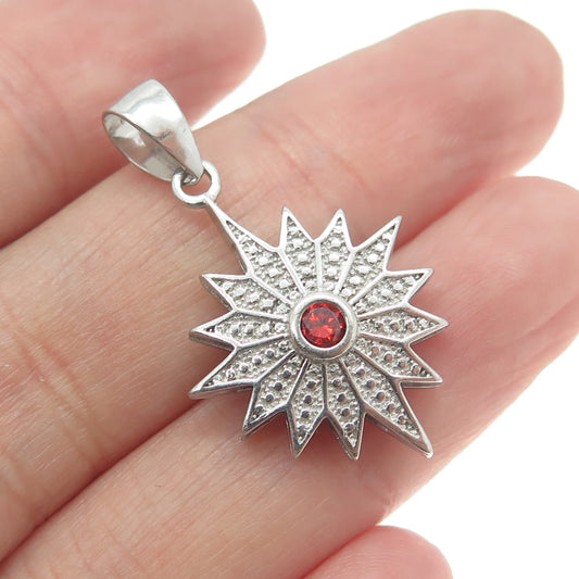 925 Sterling Silver Real Fire Opal Gemstone Sparkle Star Pendant