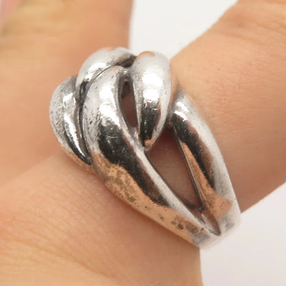 925 Sterling Silver Vintage Ribbed Ring Size 7.75