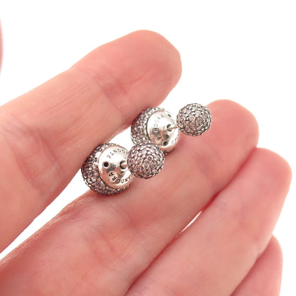 Pandora 925 Sterling Silver Round-Cut C Z Ball Stud Earrings