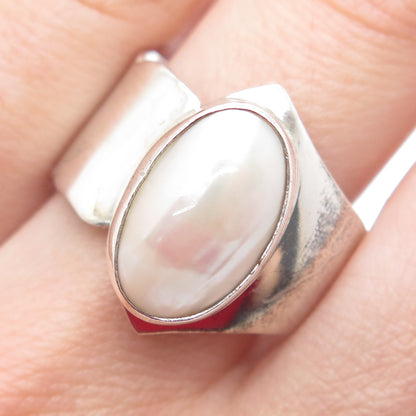 GILO & GRACE NAKAI Navajo Old Pawn 925 Sterling Vintage Real MOP Ring Size 9.75