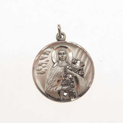 Creed 925 Sterling Silver Vintage St. Teresa of Calcutta Medal Charm Pendant
