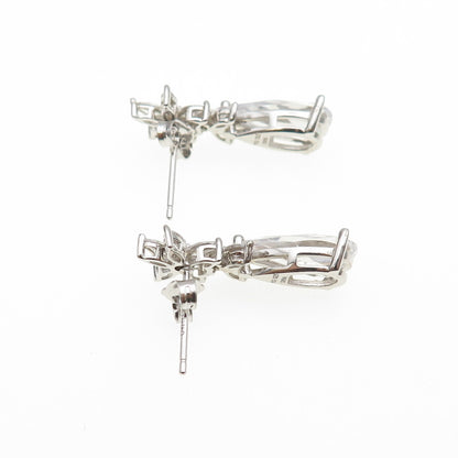 925 Sterling Silver Pear Marquise & Round-Cut C Z Dangle Earrings