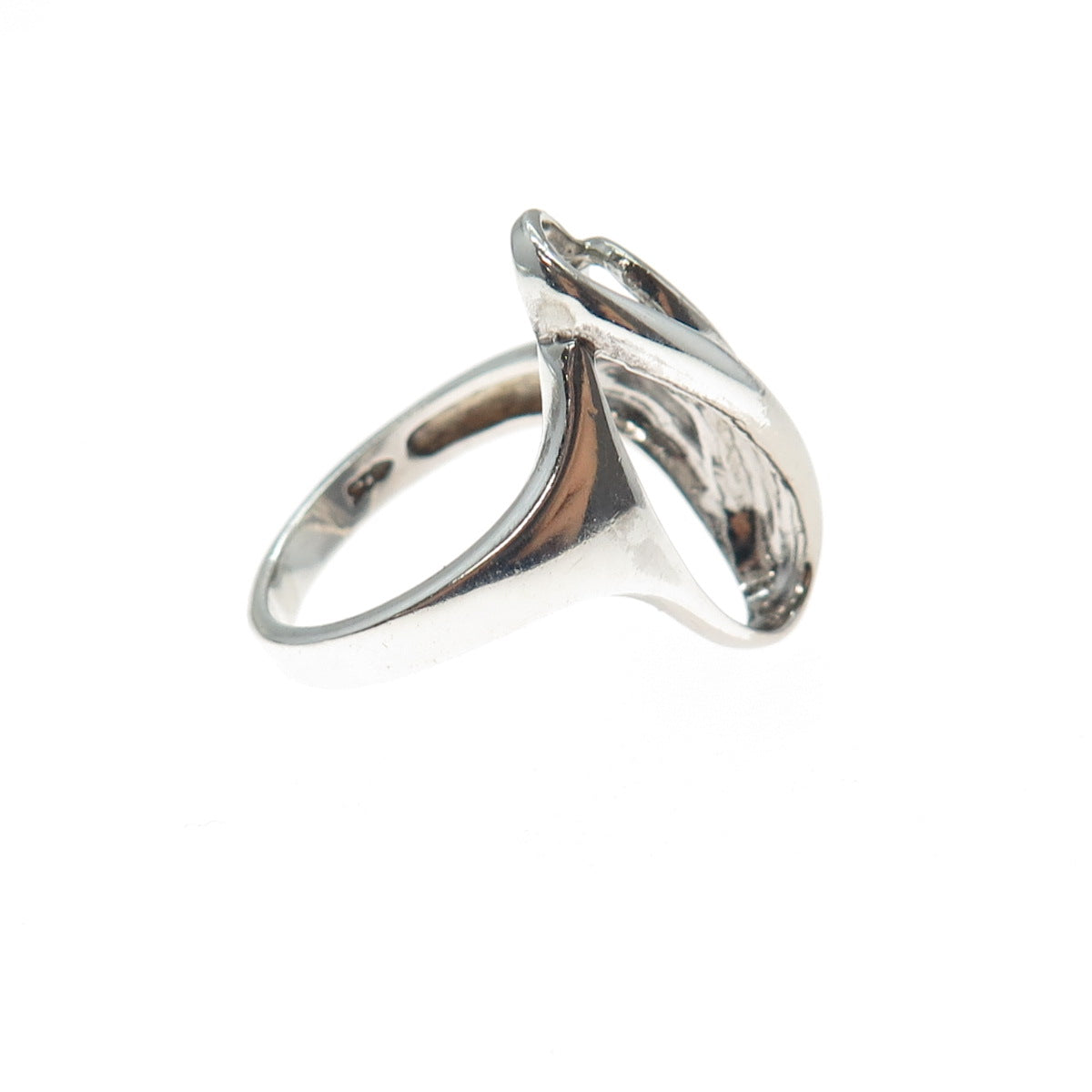 925 Sterling Silver Vintage Modernist Swirl Ring Size 6.75