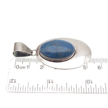 SUNWEST Old Pawn 925 Sterling Silver Vintage Southwestern Lapis Crescent Pendant