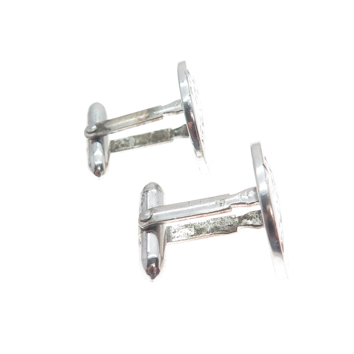 925 Sterling Silver Antique Art Deco Engraved Floral Cufflinks