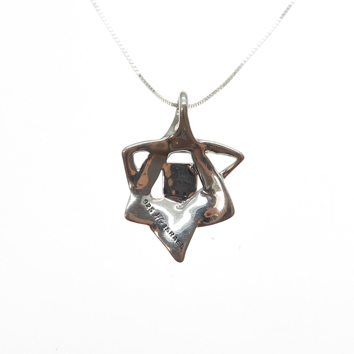HAGIT GORALI Sterling Vintage Israel Peridot Star of David Chain Necklace 18"