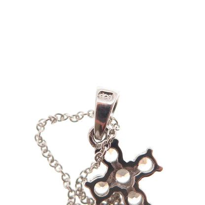925 Sterling Silver Round-Cut C Z Cross Cable Chain Necklace 16-18"