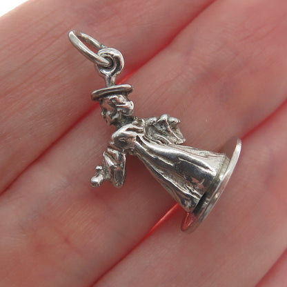 925 Sterling Silver Vintage Graduate Boy Minimalist 3D Charm Pendant