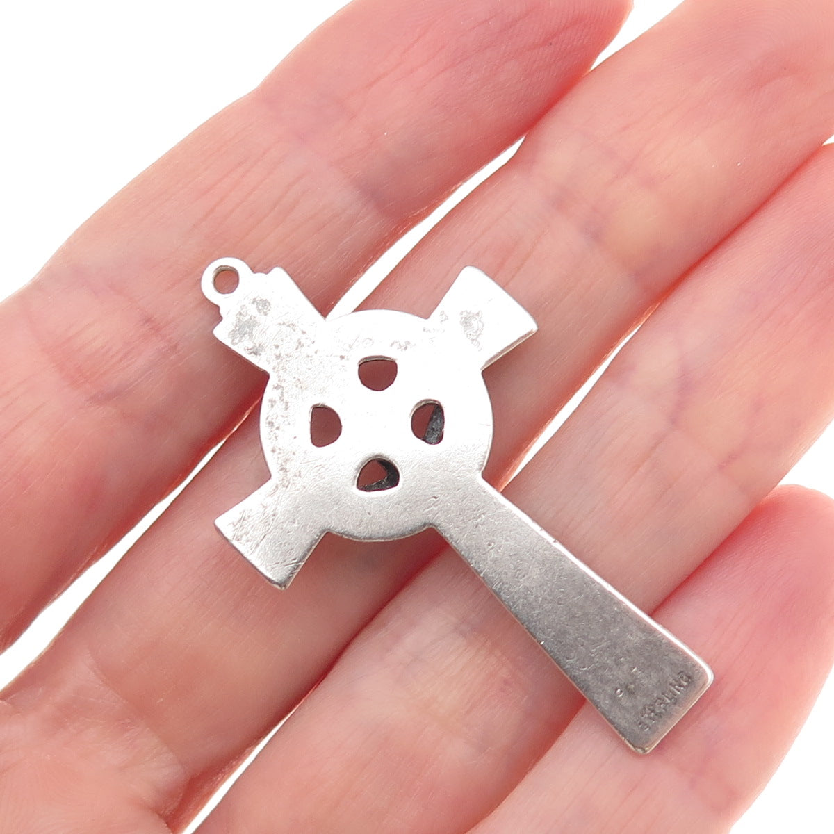 925 Sterling Silver Vintage Crucifix Cross Religious Oxidized Charm Pendant