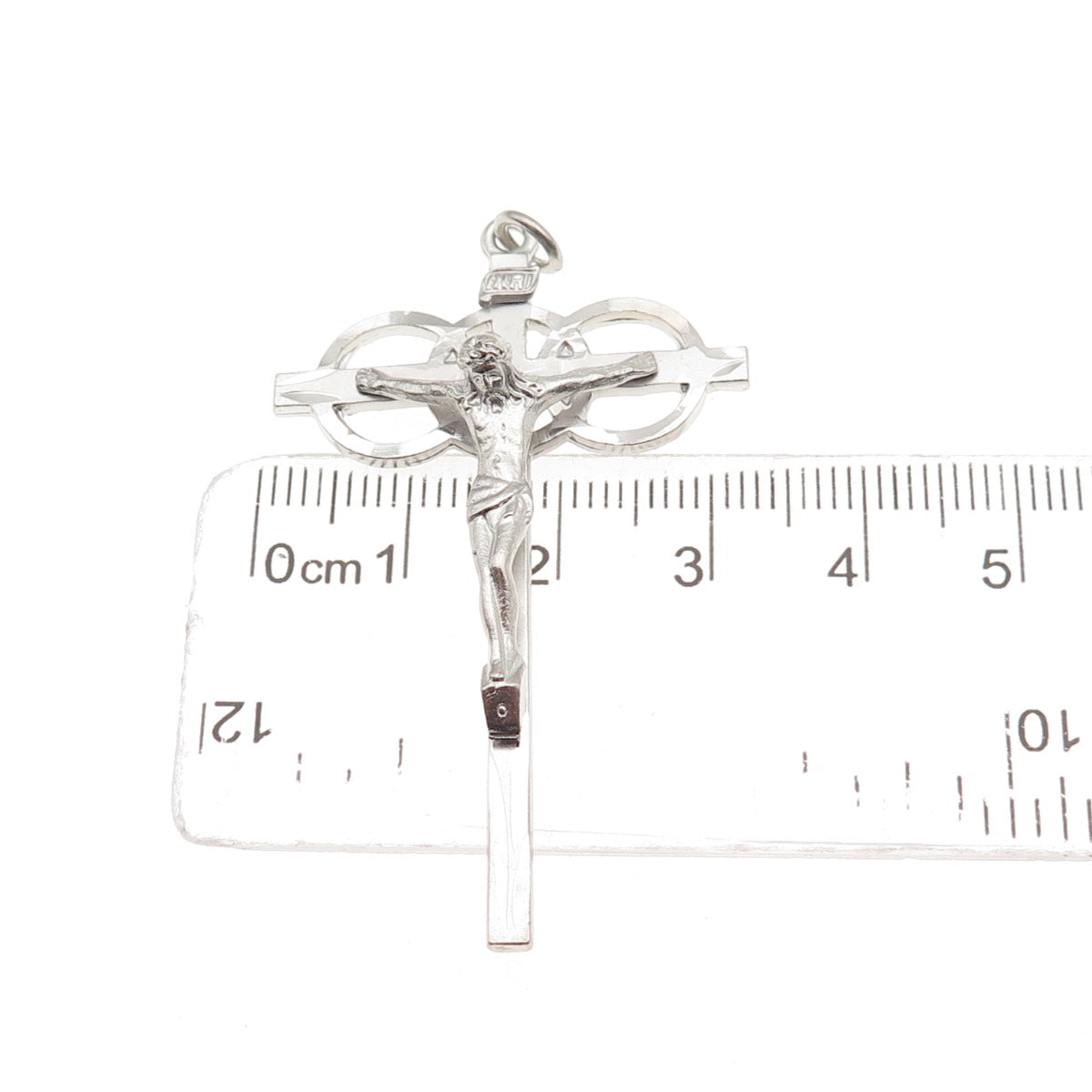 Afco 925 Sterling Silver Antique Art Deco Crucifix Cross Religious Charm Pendant