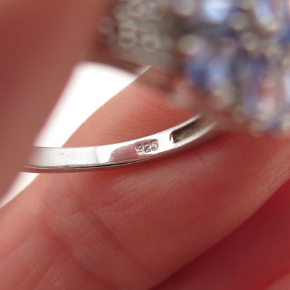 Chuck Clemency 925 Sterling Silver Real Tanzanite & White Topaz Ring Size 8