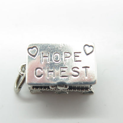 BEAU 925 Sterling Silver Vintage Hope Chest Box Charm Pendant