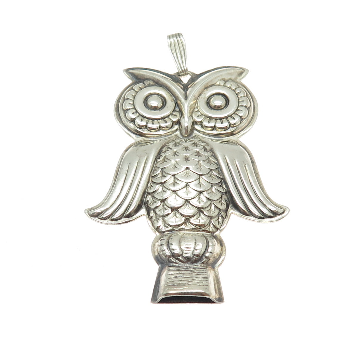 REED & BARTON 925 Sterling Silver Vintage Owl Whistle Pendant